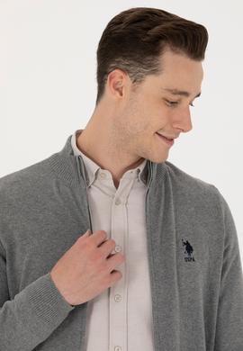 Erkek Gri Melanj Basic Triko Hırka - 50275842024