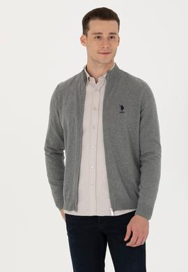 Erkek Gri Melanj Basic Triko Hırka - 50275842024