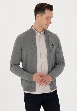 Erkek Gri Melanj Basic Triko Hırka - 50275842024