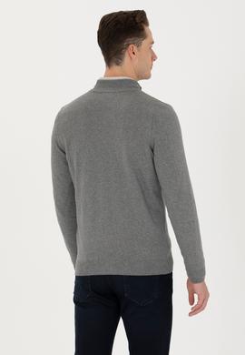 Erkek Gri Melanj Basic Triko Hırka - 50275842024