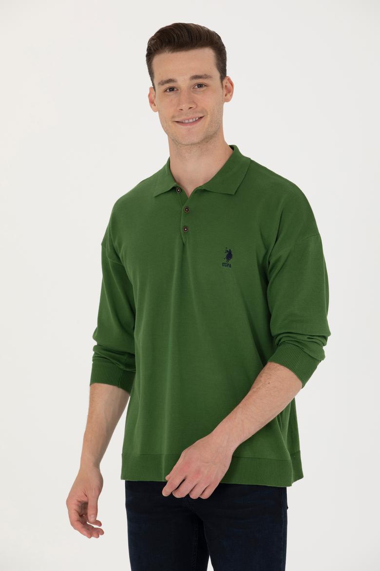 Erkek Yeşil Basic Kazak