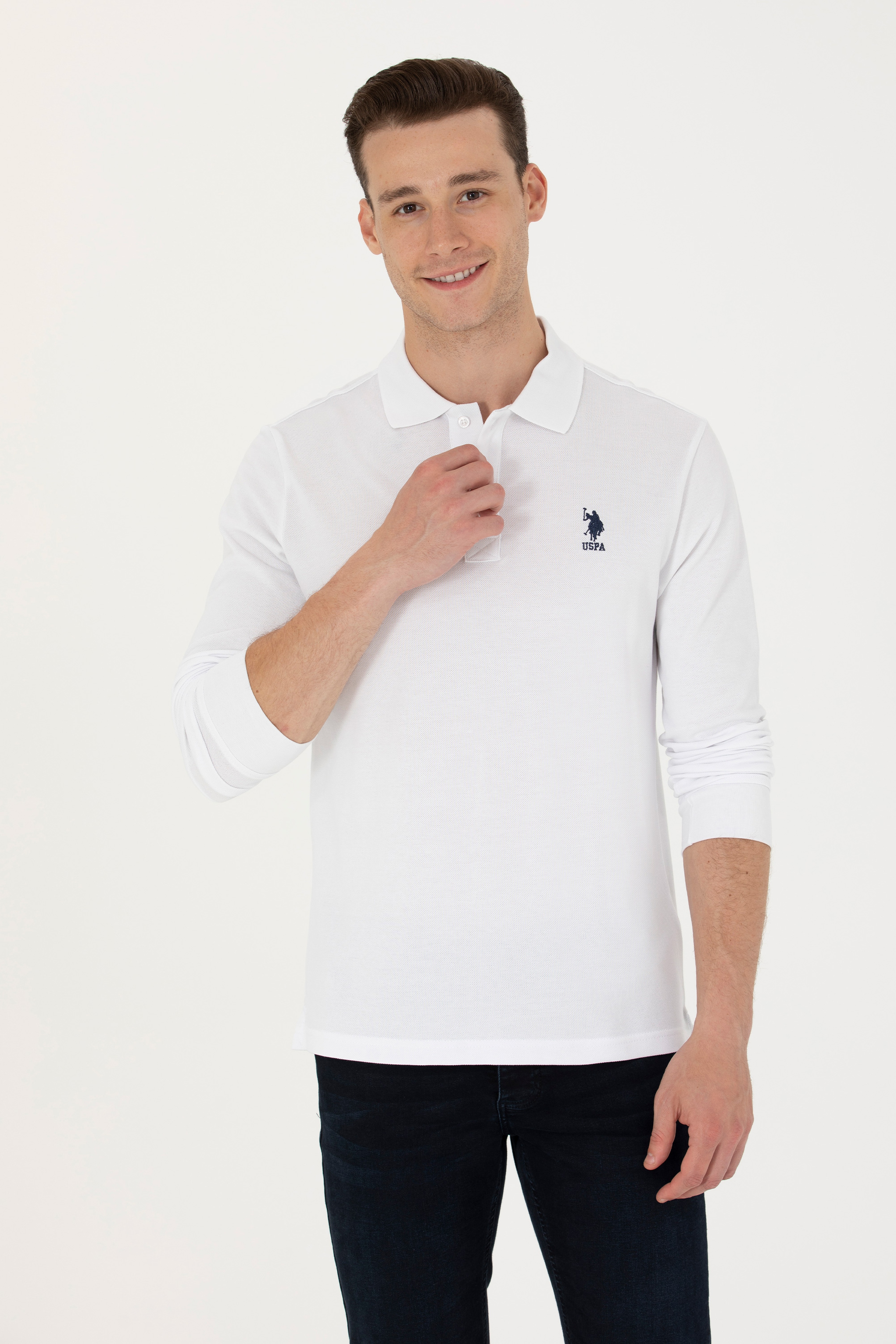 Erkek Beyaz Basic Sweatshirt - Image 1