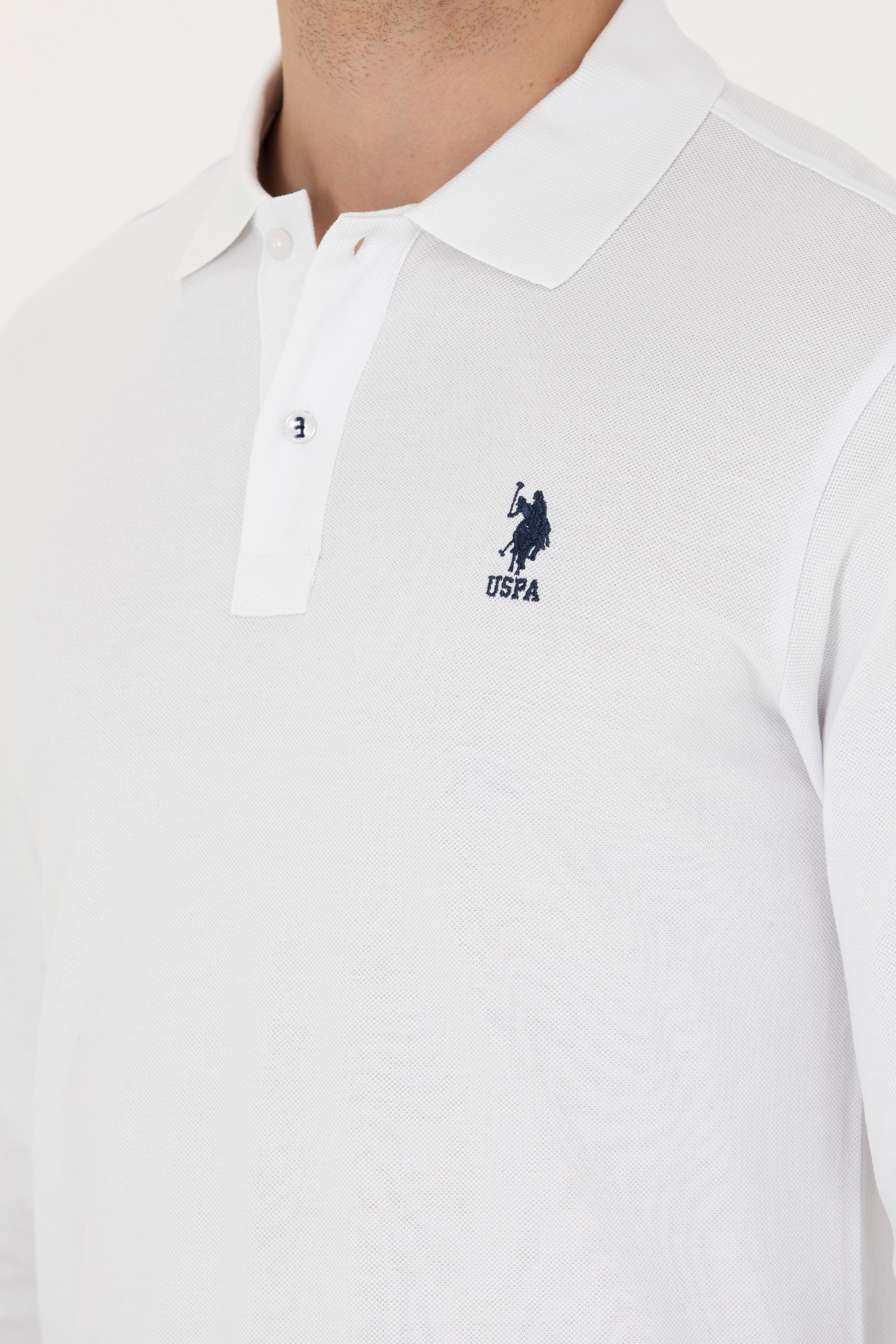 Erkek Beyaz Basic Sweatshirt - Image 7