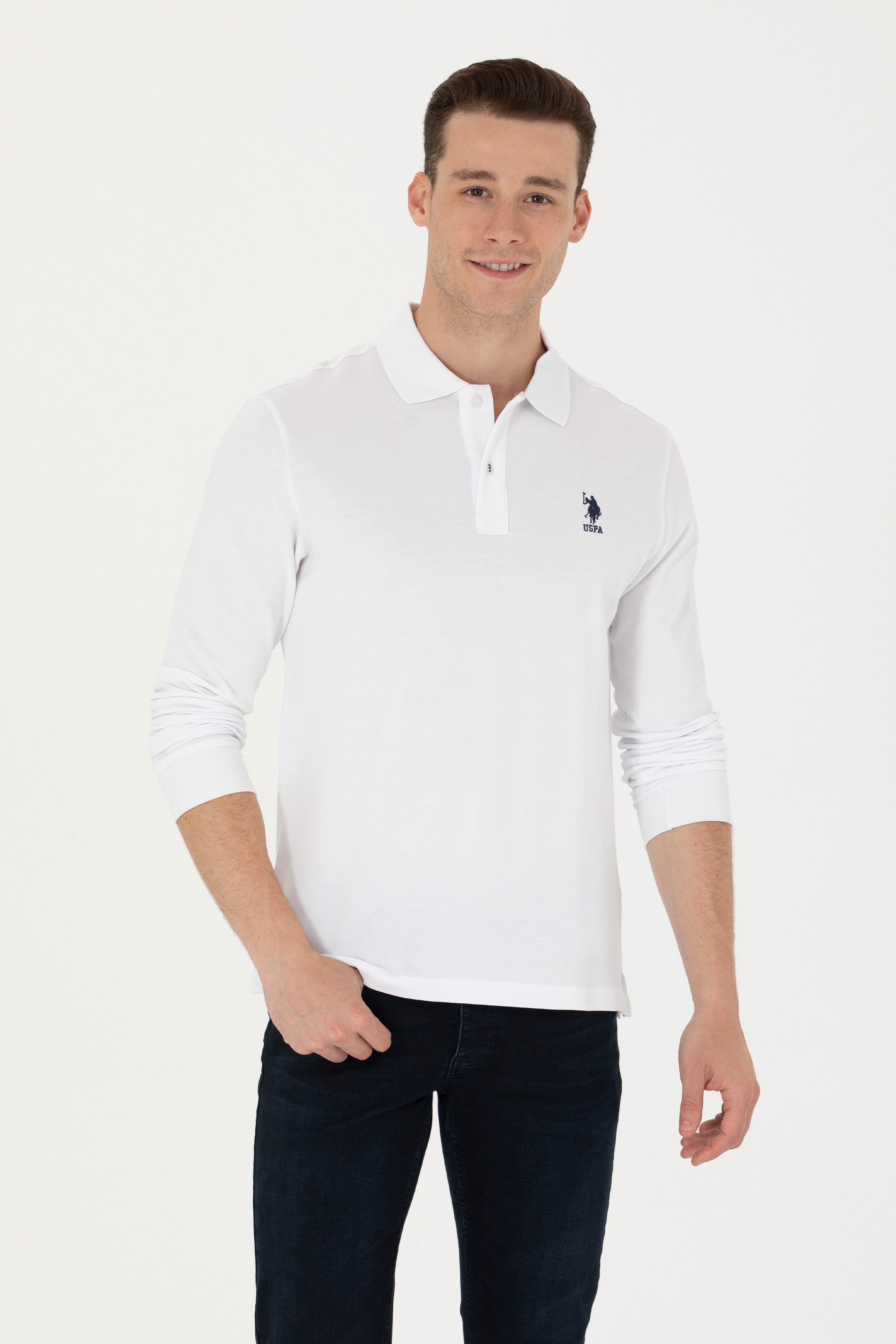 Erkek Beyaz Basic Sweatshirt - Image 3