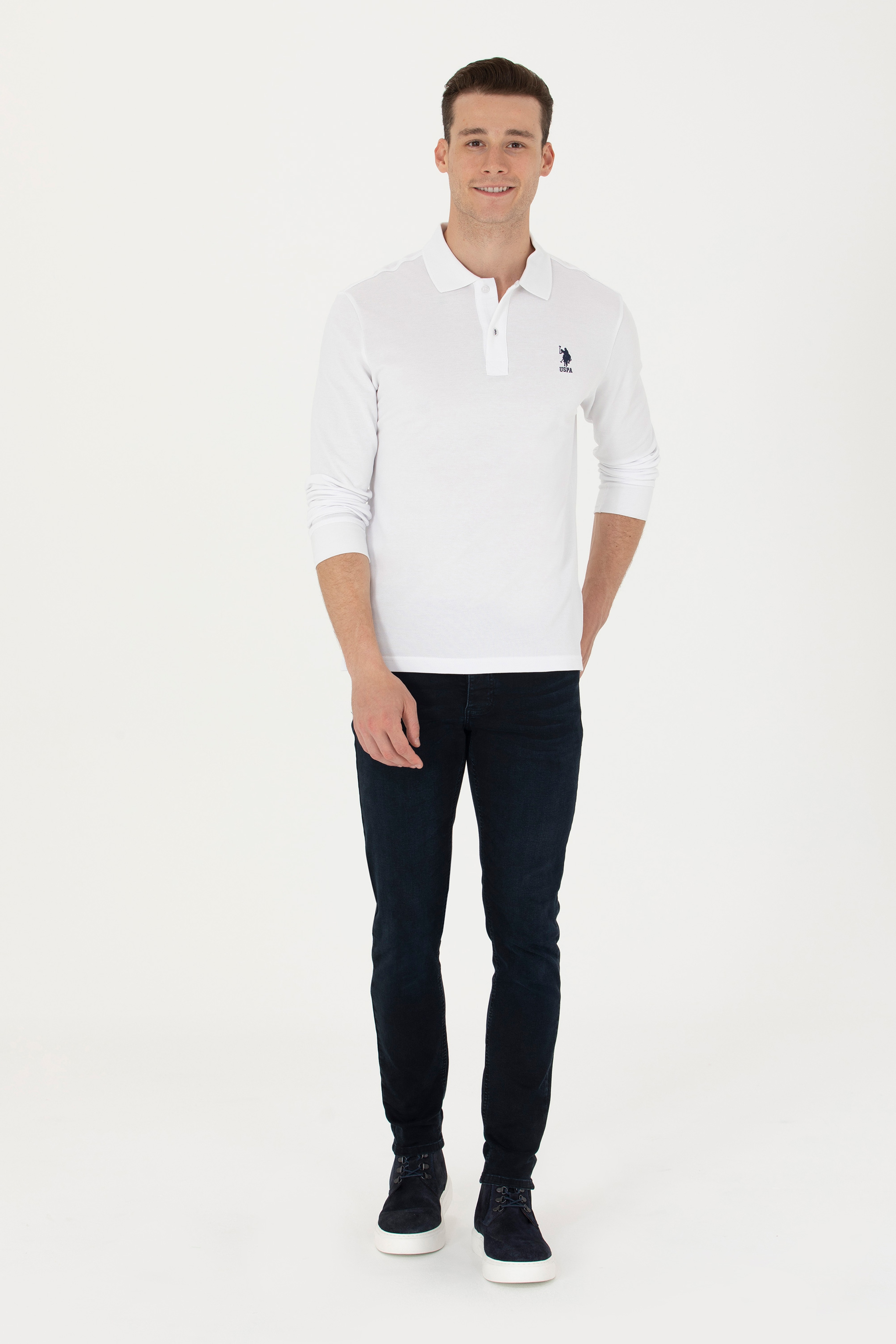 Erkek Beyaz Basic Sweatshirt
