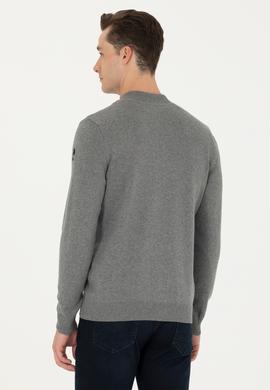 Erkek Gri Melanj Basic Triko Hırka - 50269410005