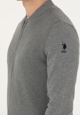 Erkek Gri Melanj Basic Triko Hırka - 50269410005