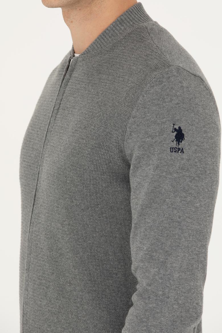 Erkek Gri Melanj Basic Triko Hırka - 50269410005