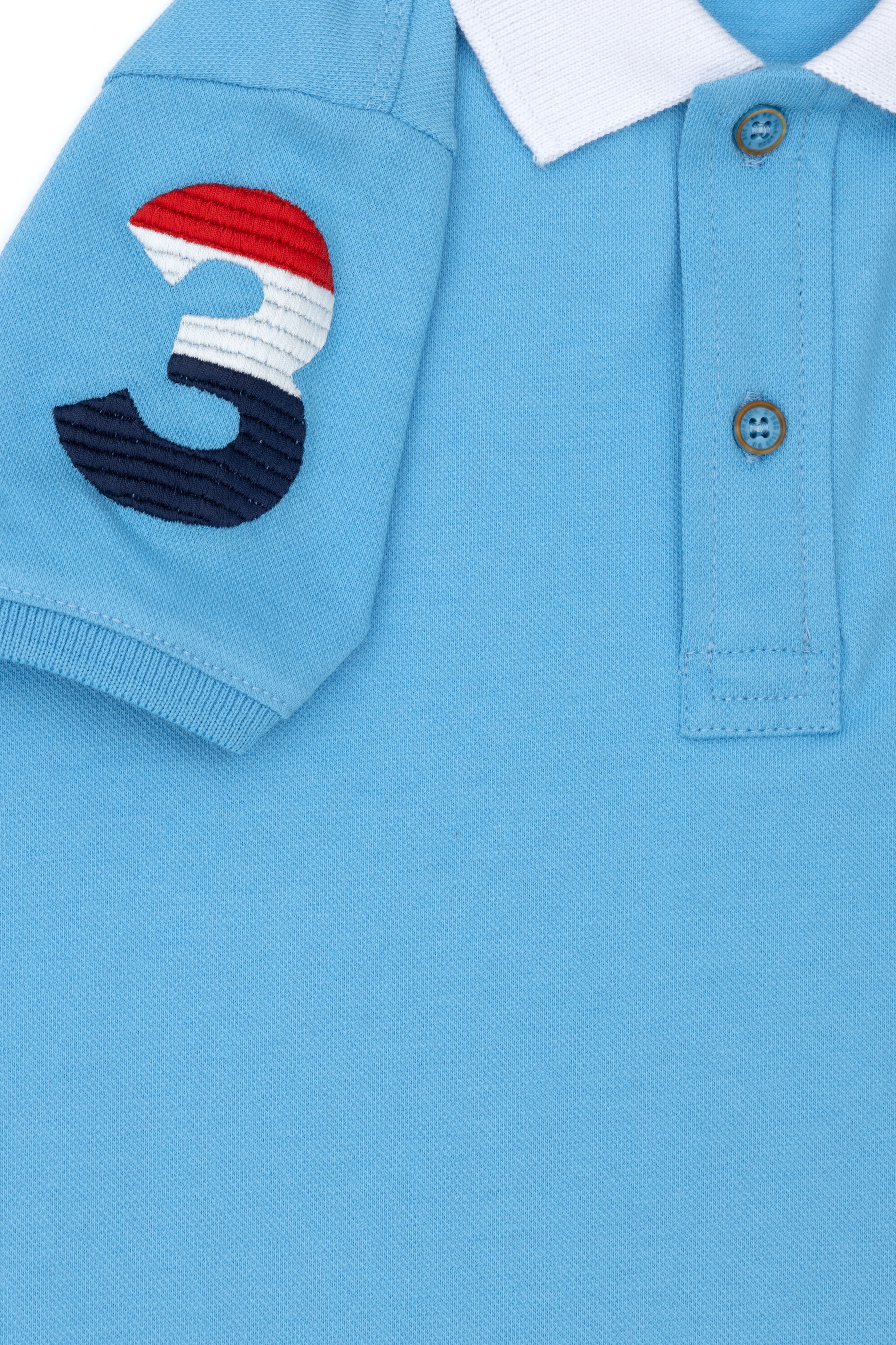 Erkek Çocuk Turkuaz Basic Polo Yaka Tişört - Image 4