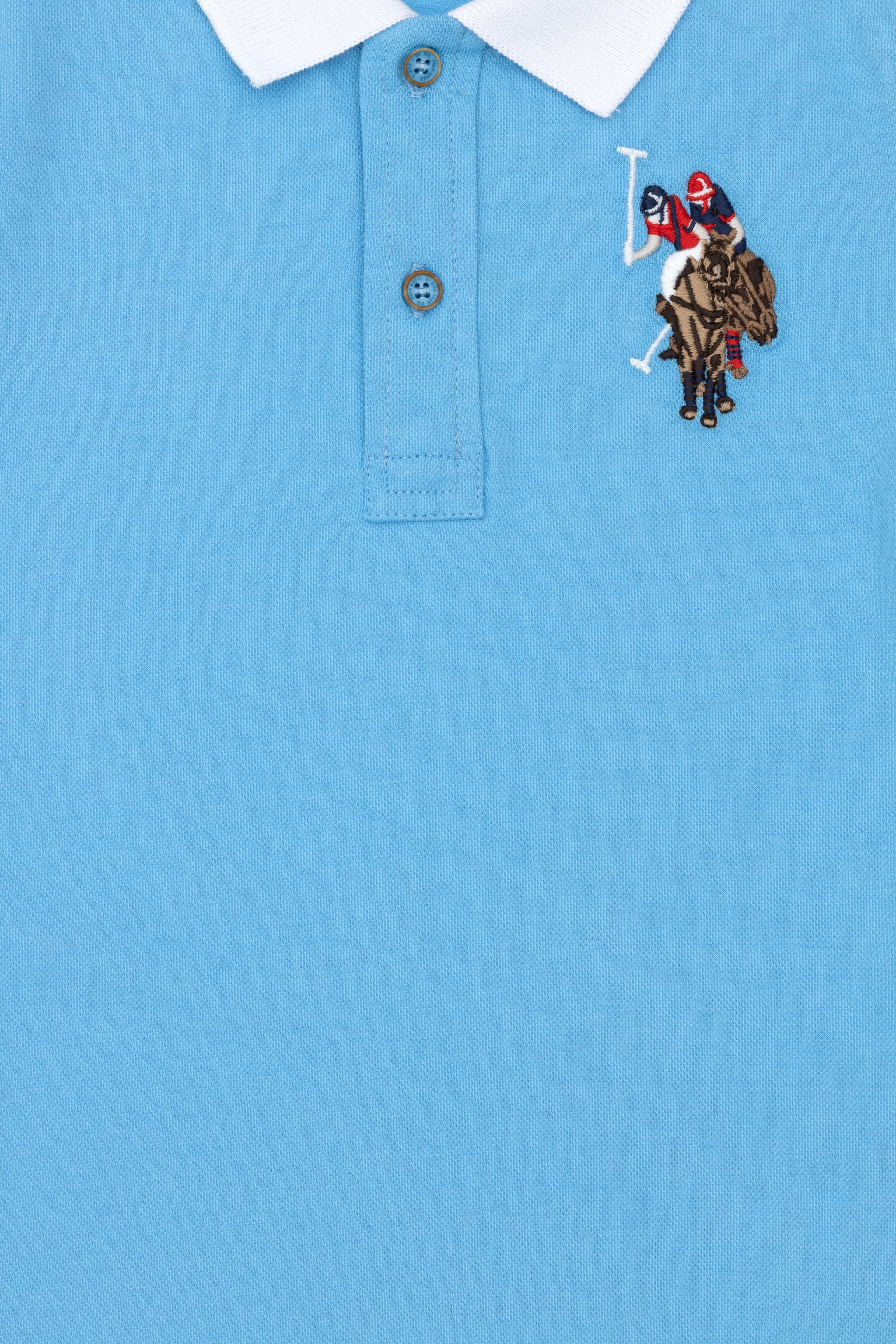 Erkek Çocuk Turkuaz Basic Polo Yaka Tişört - Image 3