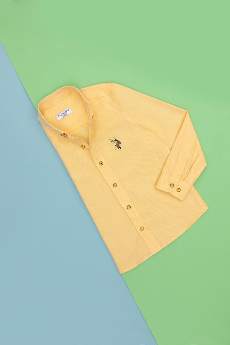 Erkek Çocuk Sarı Uzun Kollu Basic Gömlek