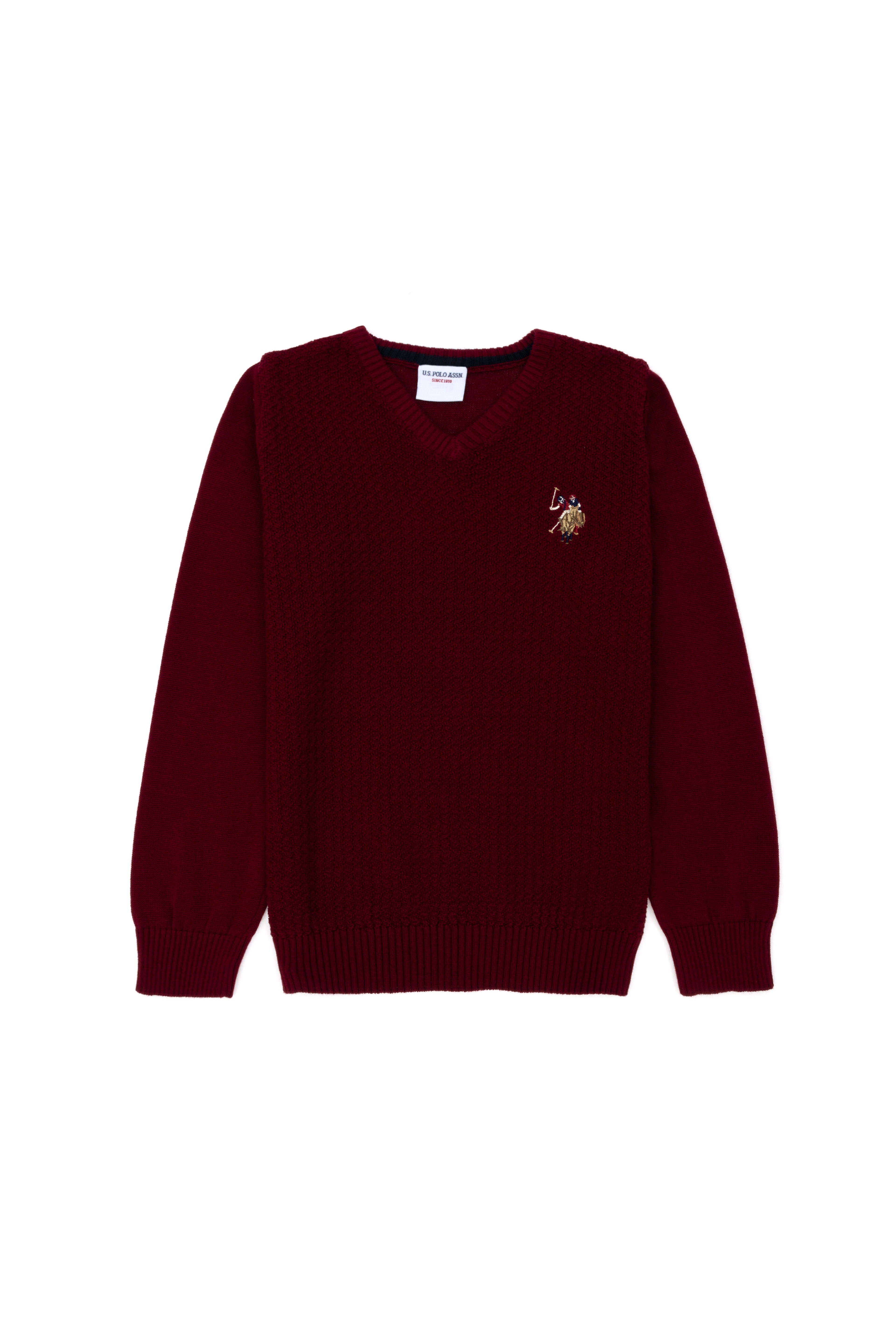 Erkek Çocuk Bordo Basic V Yaka Kazak - Image 1