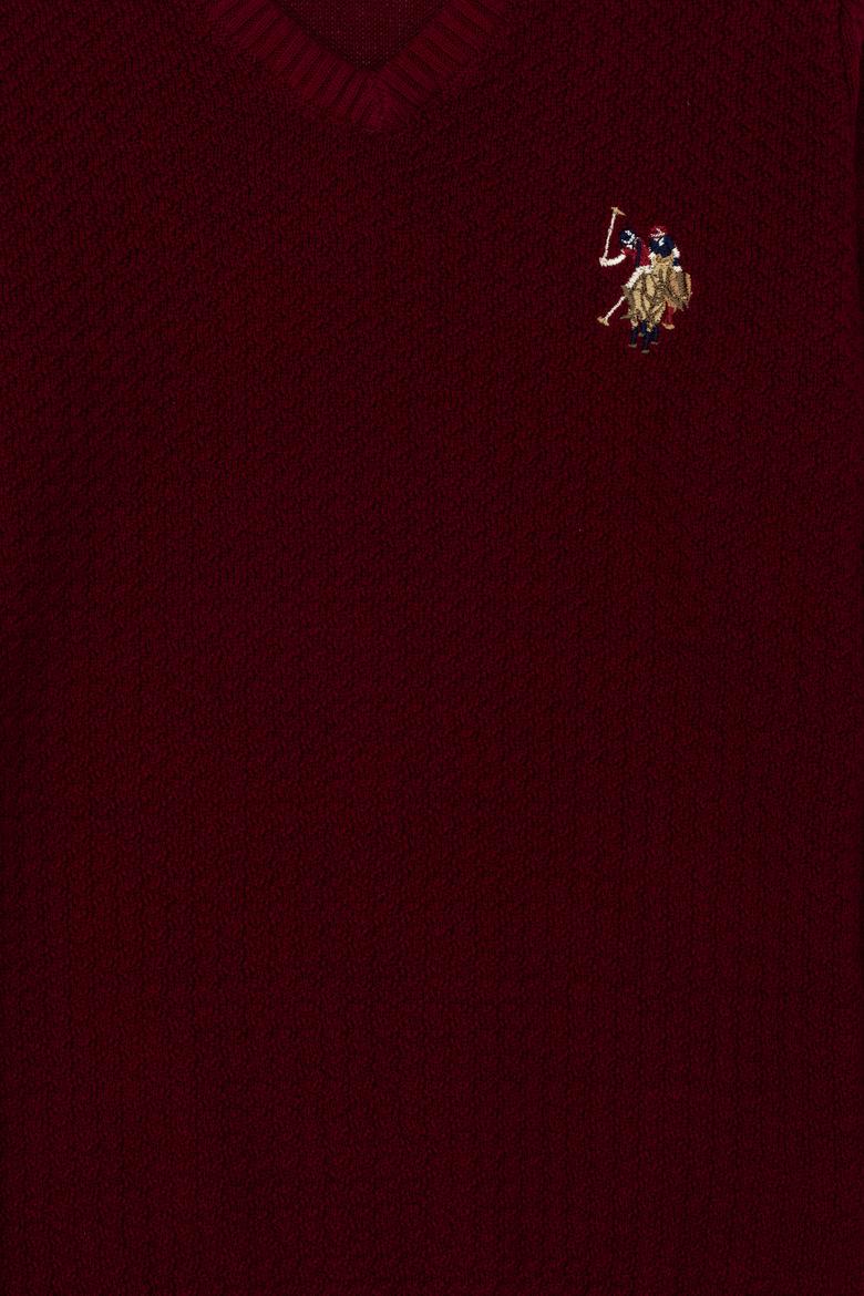 Erkek Çocuk Bordo Basic V Yaka Kazak - 50269036012