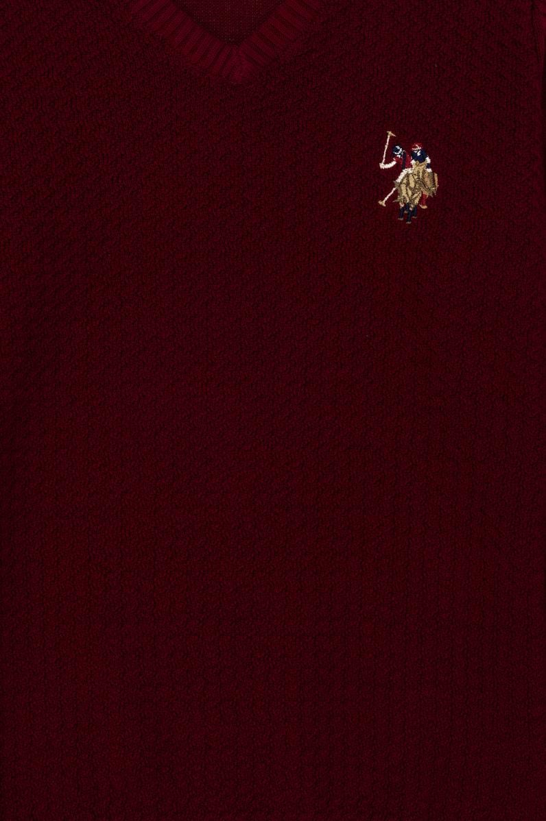 Erkek Çocuk Bordo Basic V Yaka Kazak