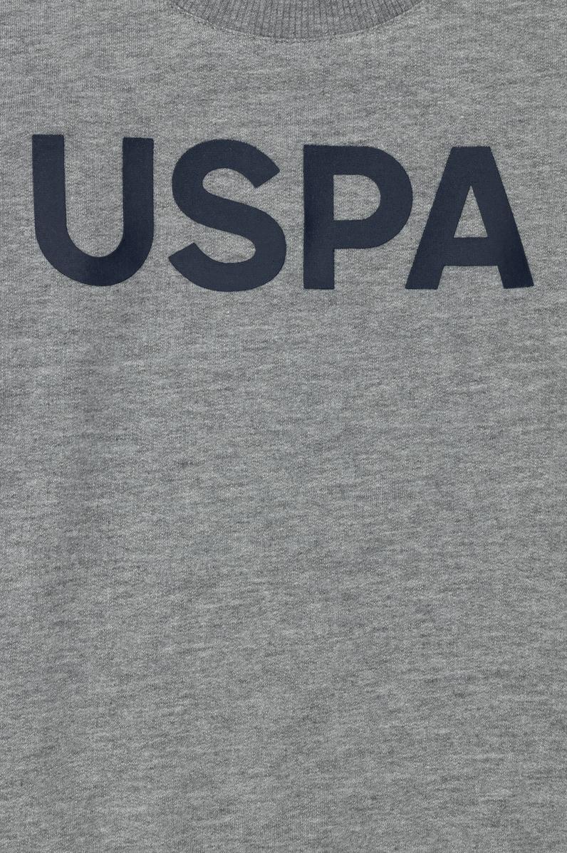 Çocuk Gri Melanj Basic Bisiklet Yaka Sweatshirt