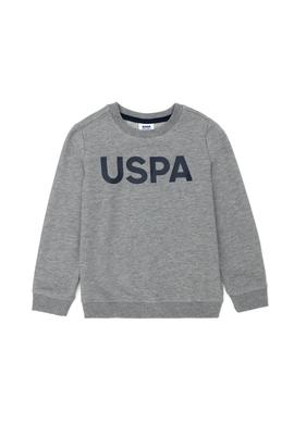 Çocuk Gri Melanj Basic Bisiklet Yaka Sweatshirt - 50269425003