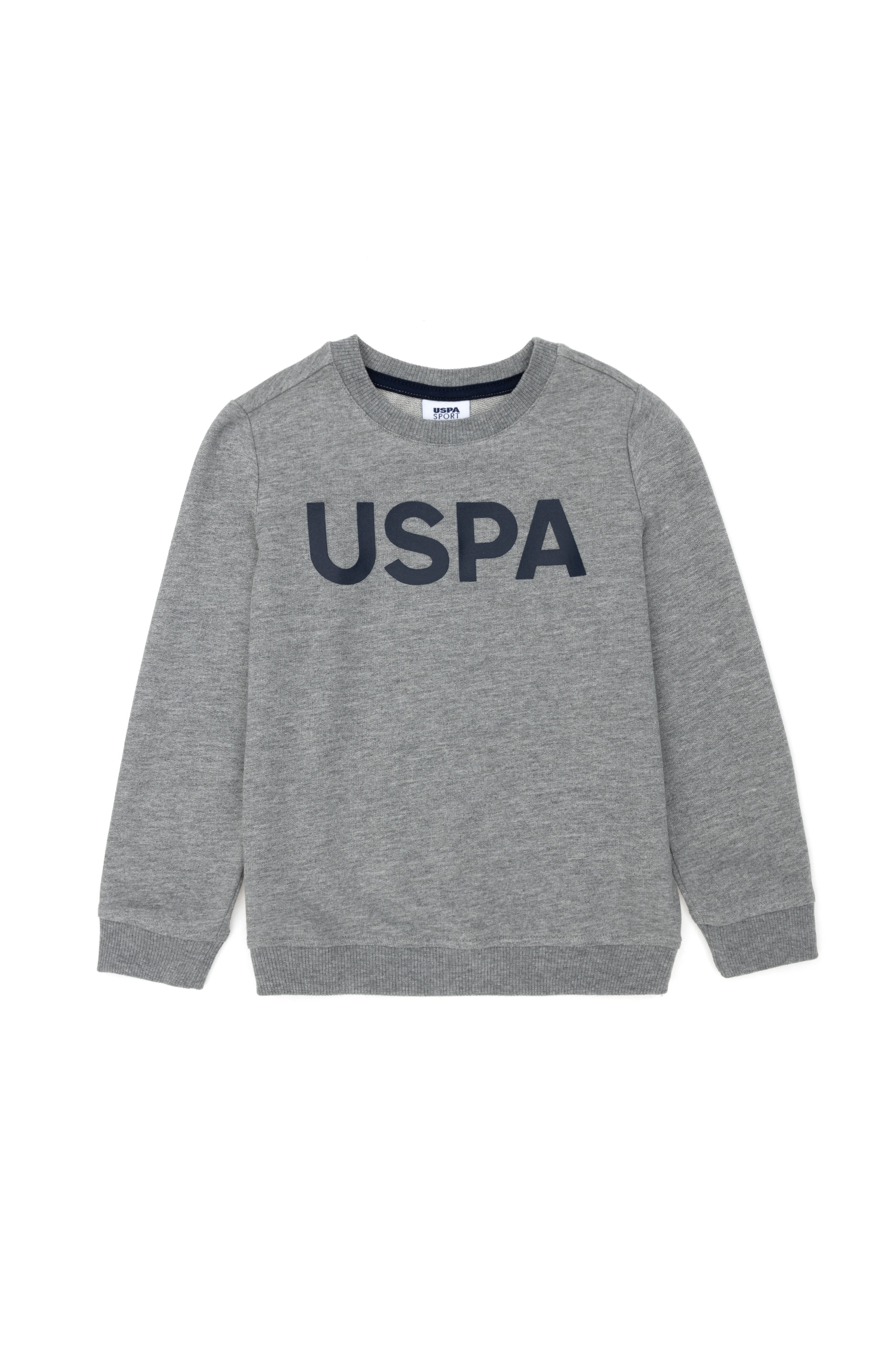 Çocuk Gri Melanj Basic Bisiklet Yaka Sweatshirt - Image 1