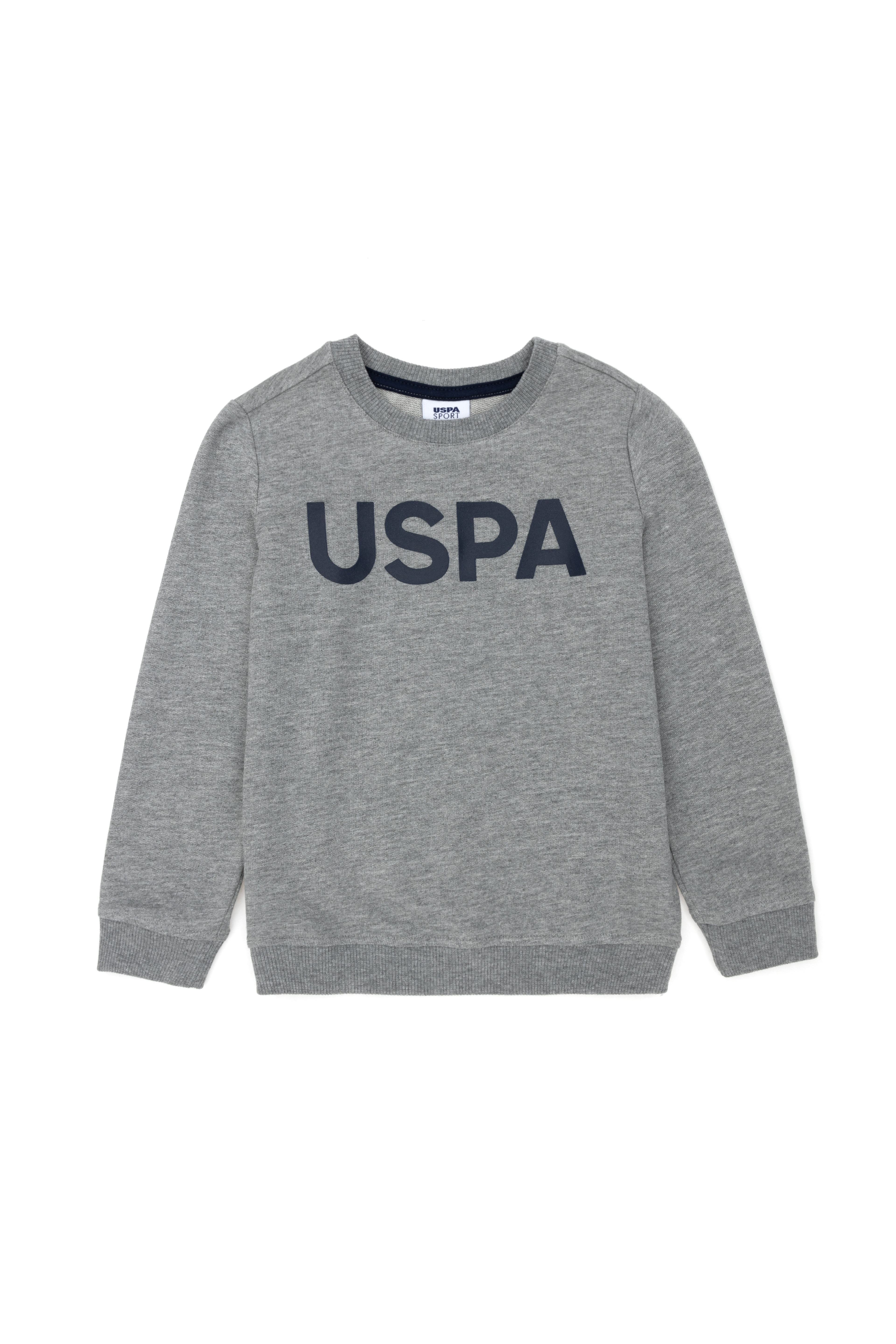 Çocuk Gri Melanj Basic Bisiklet Yaka Sweatshirt