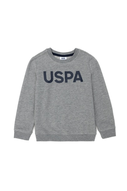 Çocuk Gri Melanj Basic Bisiklet Yaka Sweatshirt