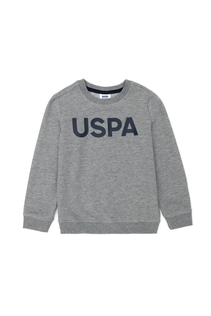 Çocuk Gri Melanj Basic Bisiklet Yaka Sweatshirt