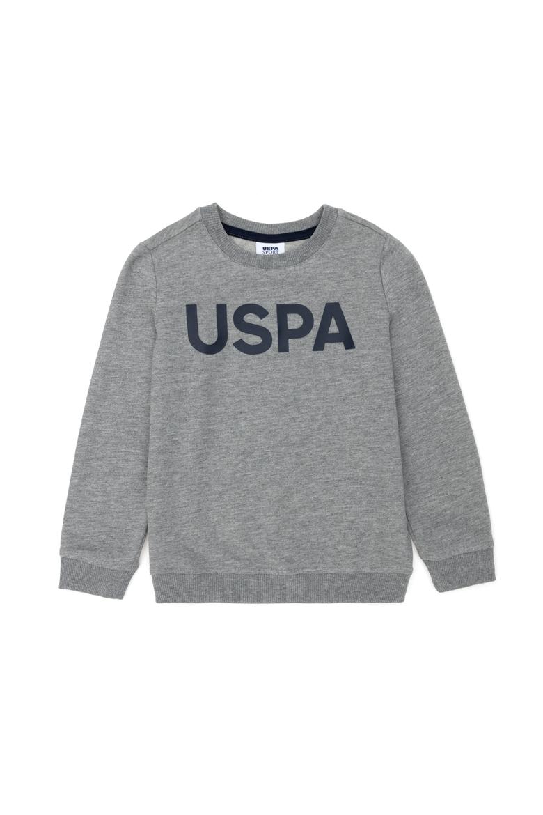 Çocuk Gri Melanj Basic Bisiklet Yaka Sweatshirt