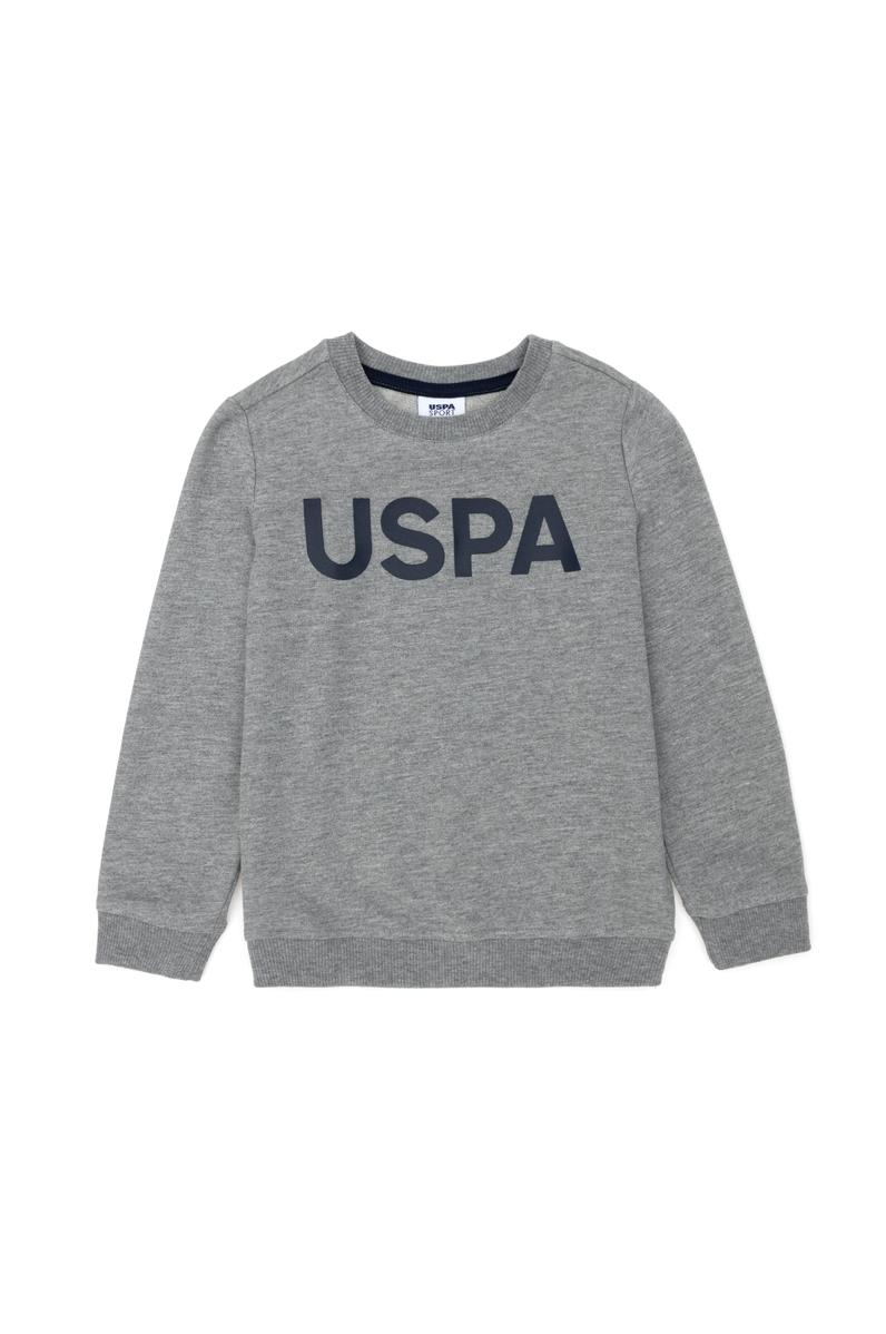 Çocuk Gri Melanj Basic Bisiklet Yaka Sweatshirt