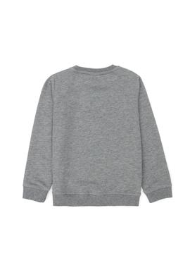 Çocuk Gri Melanj Basic Bisiklet Yaka Sweatshirt - 50269425003
