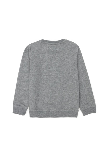 Çocuk Gri Melanj Basic Bisiklet Yaka Sweatshirt