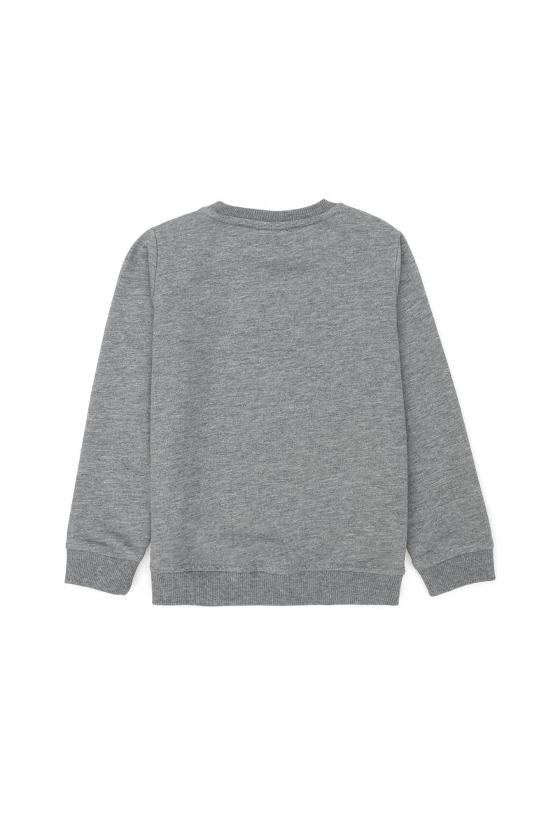 Çocuk Gri Melanj Basic Bisiklet Yaka Sweatshirt - 50269425003