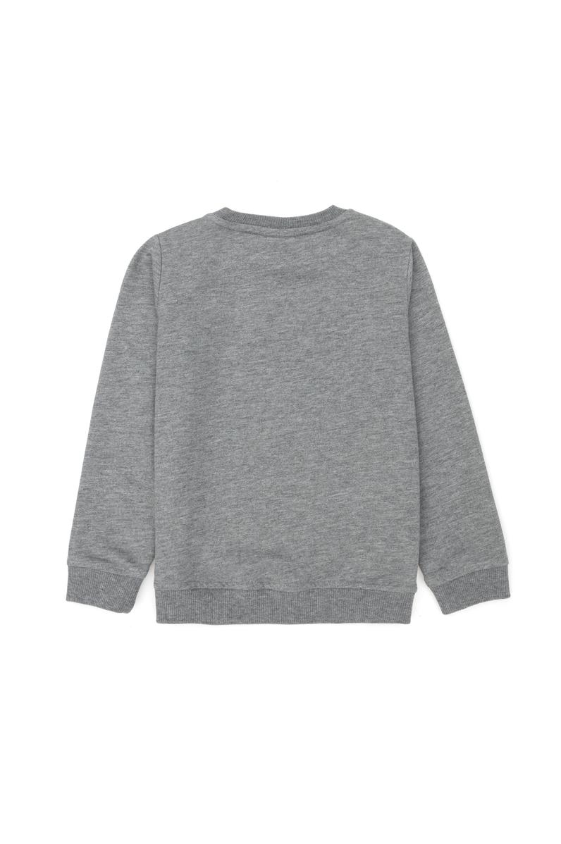 Çocuk Gri Melanj Basic Bisiklet Yaka Sweatshirt