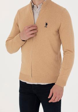 Erkek Kum Melanj Basic Triko Hırka - 50275842042