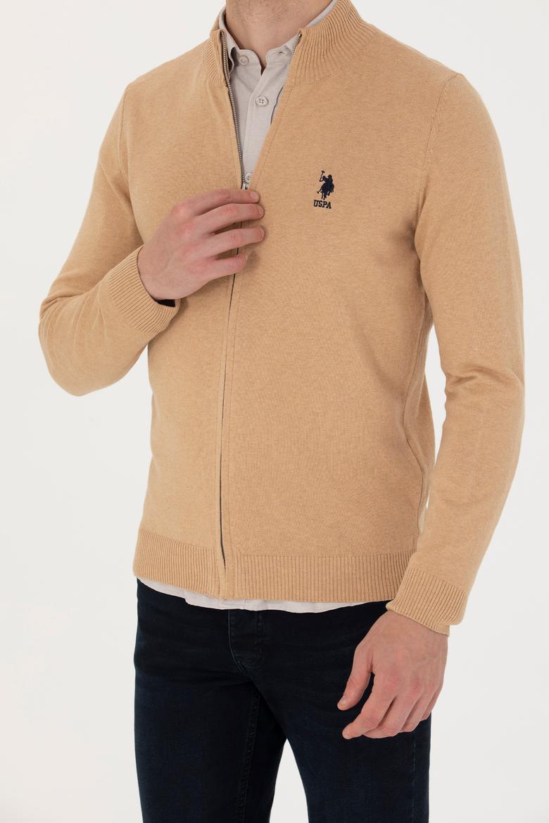 Erkek Kum Melanj Basic Triko Hırka - 50275842042