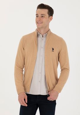 Erkek Kum Melanj Basic Triko Hırka - 50275842042