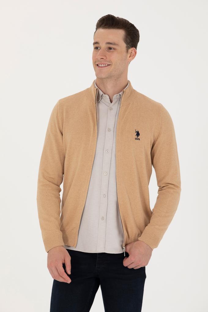 Erkek Kum Melanj Basic Triko Hırka