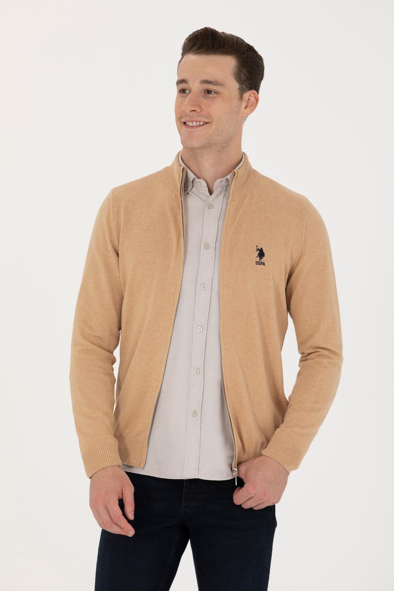 Erkek Kum Melanj Basic Triko Hırka