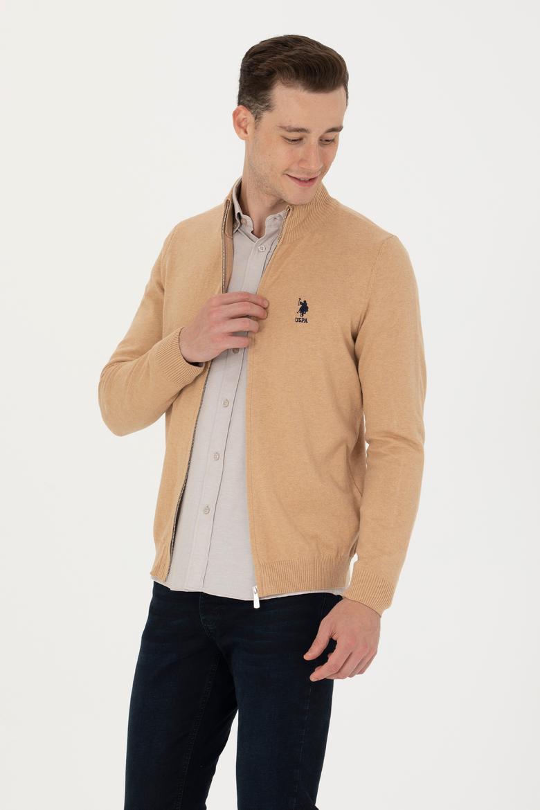 Erkek Kum Melanj Basic Triko Hırka - 50275842042