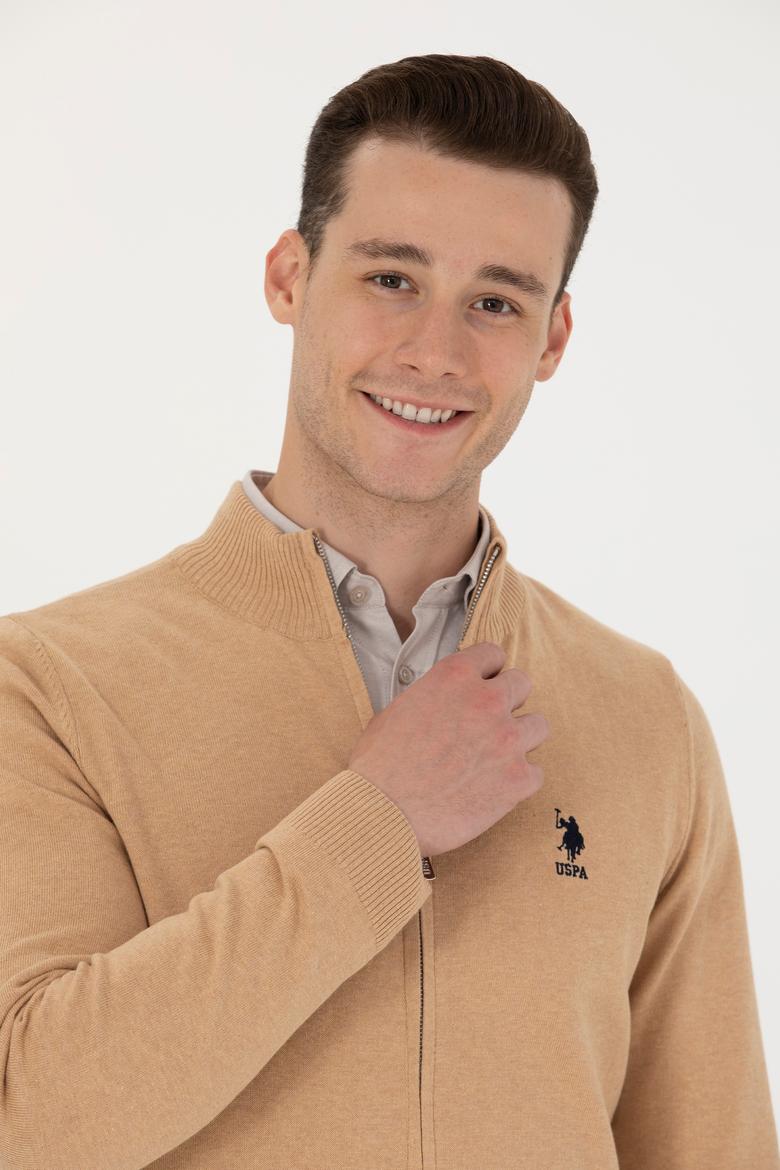 Erkek Kum Melanj Basic Triko Hırka - 50275842042