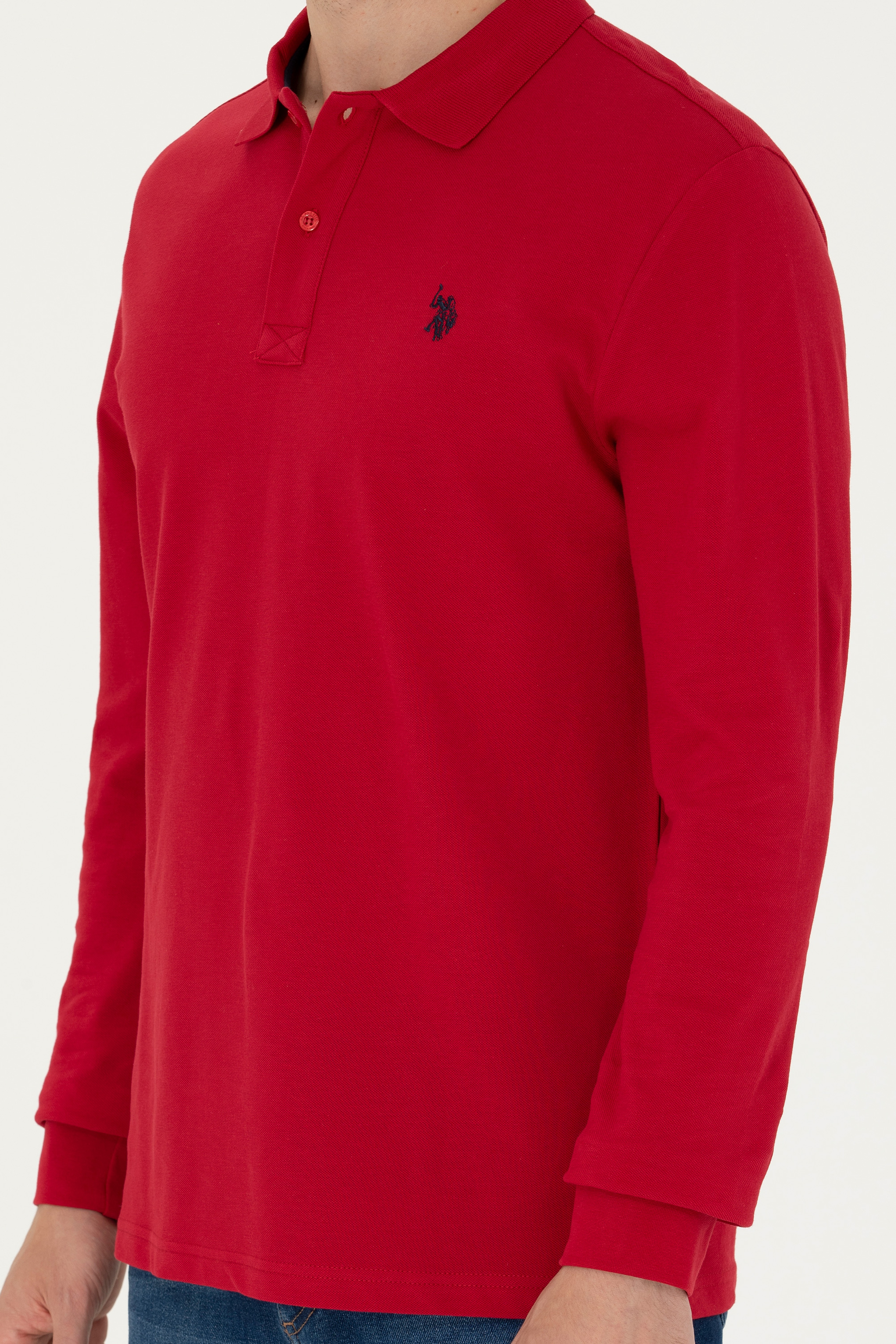 Erkek Kırmızı Basic Sweatshirt - Image 6