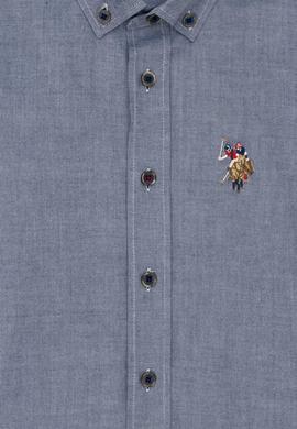 Erkek Çocuk Lacivert Melanj Uzun Kollu Basic Gömlek - 50263107135