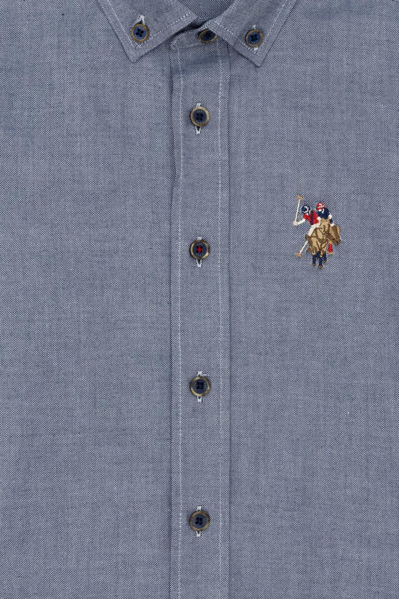 Erkek Çocuk Lacivert Melanj Uzun Kollu Basic Gömlek - 50263107135