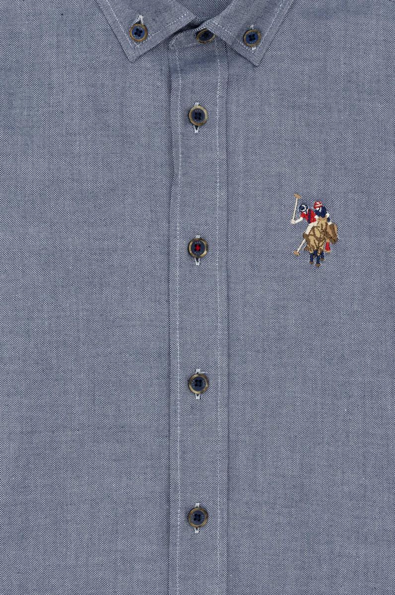 Erkek Çocuk Lacivert Melanj Uzun Kollu Basic Gömlek