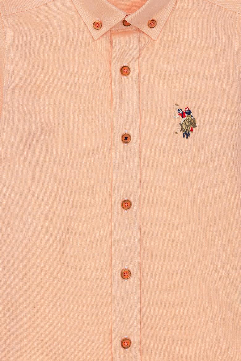 Erkek Çocuk Turuncu Uzun Kollu Basic Gömlek - 50263107159