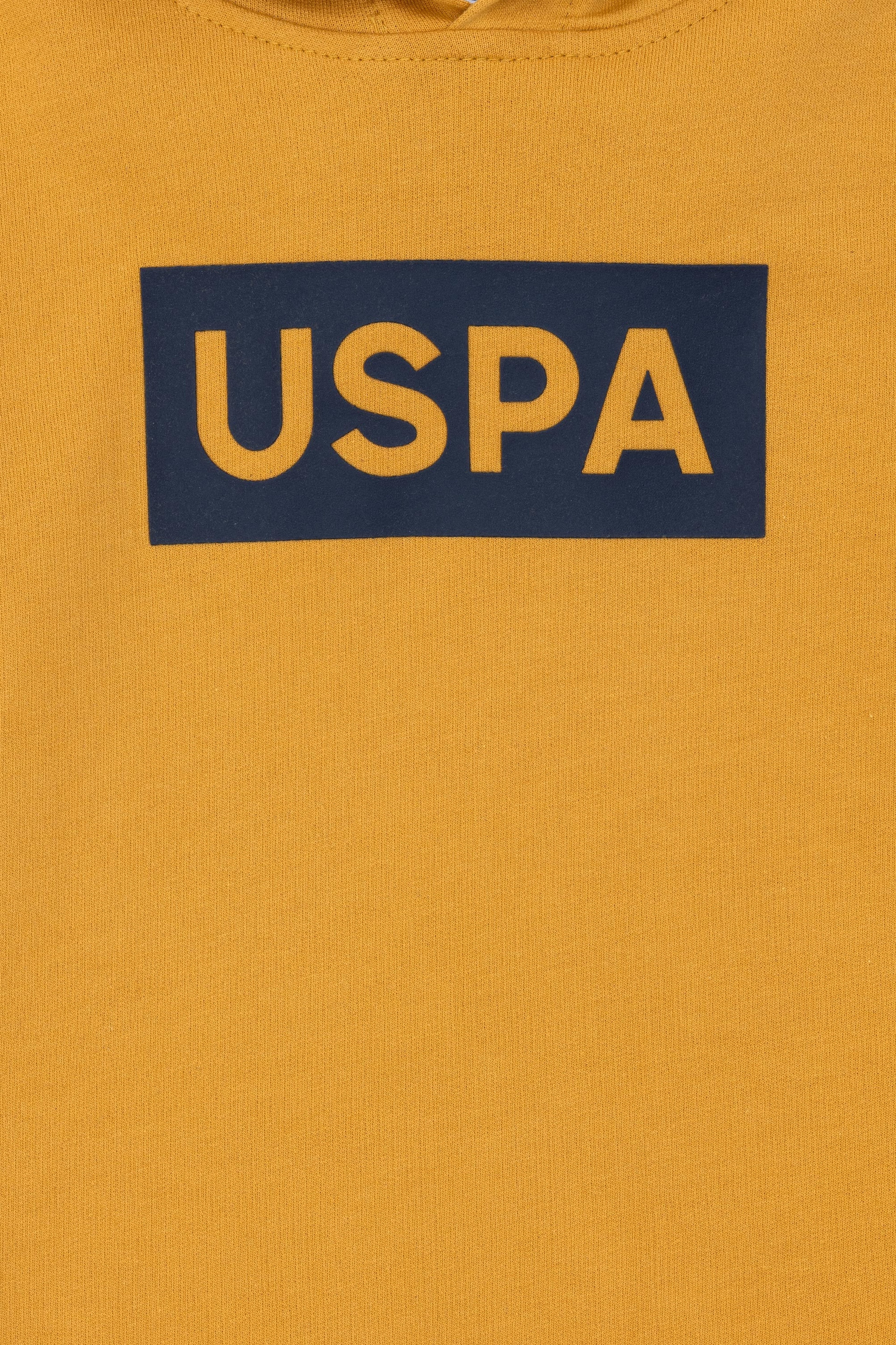 Çocuk Hardal Basic Kapüşonlu Sweatshirt - Image 3