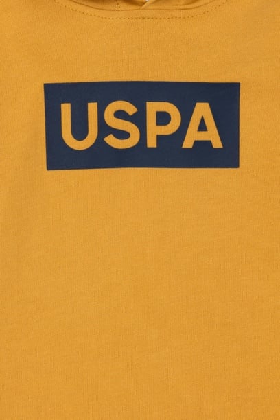 Çocuk Hardal Basic Kapüşonlu Sweatshirt