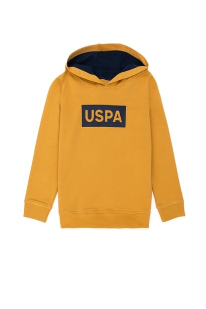 Çocuk Hardal Basic Kapüşonlu Sweatshirt