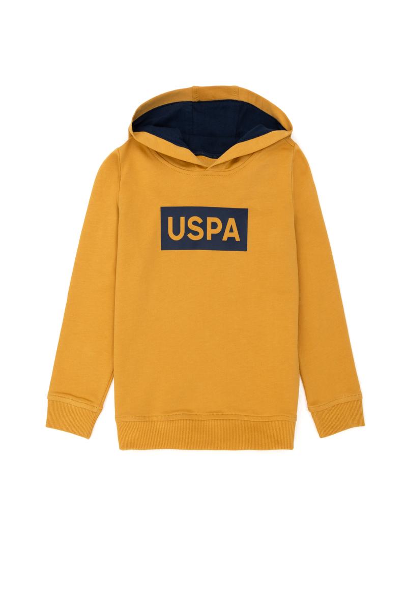 Çocuk Hardal Basic Kapüşonlu Sweatshirt