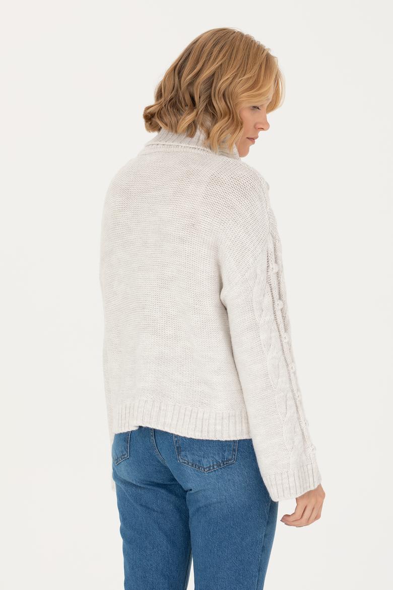 Kadın Taş Melanj Balıkçı Yaka Kazak - 50270441018