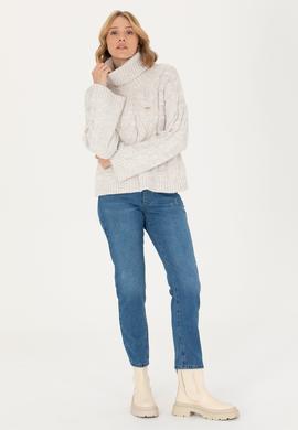 Kadın Taş Melanj Balıkçı Yaka Kazak - 50270441018