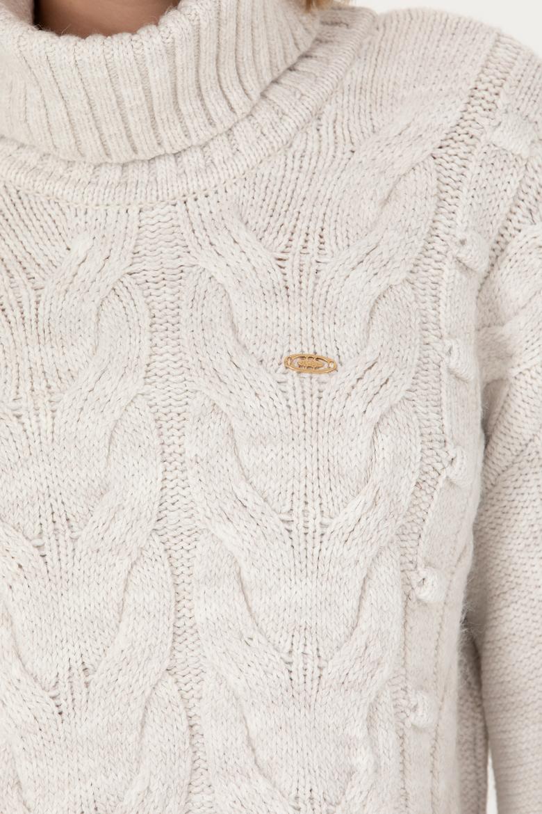 Kadın Taş Melanj Balıkçı Yaka Kazak - 50270441018