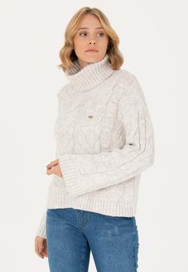 Kadın Taş Melanj Balıkçı Yaka Kazak - 50270441018